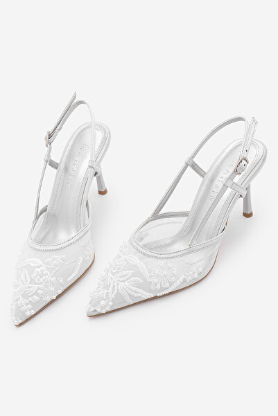 Marjin Γυναικεία παπούτσια στιλέτο με μυτερή μύτη, διχτυωτό ύφασμα με χάντρες...