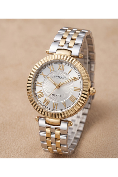 Ferrucci Milano Women's Wristwatch 35 mm Double Color Steel Band Gold Silver ...