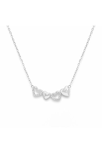 Bijuteria SORELLY Ασημένια αλυσίδα με καρδιές