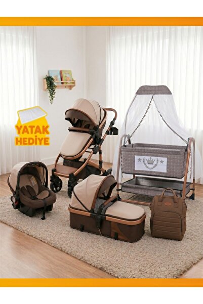 modabebekler 8 Parça Bebek Seti Şık Konforlu Anne Yanı Beşik Travel Sistem Be...