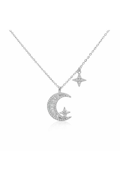 Bijuteria SORELLY Ασημένιο κολιέ μισοφέγγαρο