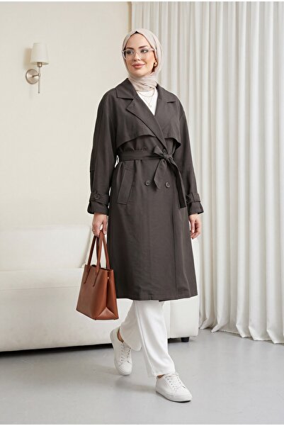 Modamorfo Υφασμάτινη καμπαρντίνα με ζώνη στη μέση, τσέπες, μανίκια επωνυμίας,...