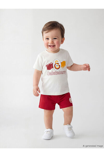 LC Waikiki Beyaz Galatasaray Baskılı Erkek Bebek Takım