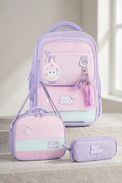 FATELLA Relaxion 1816 Girls' Orthopedic Primary School Bag Set 3-Piece Lilac ...
