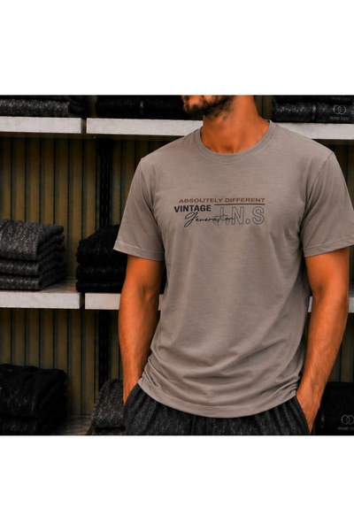 grand coco Men's dark grey lycra supreme fabric crew neck short sleeve t-shirt
