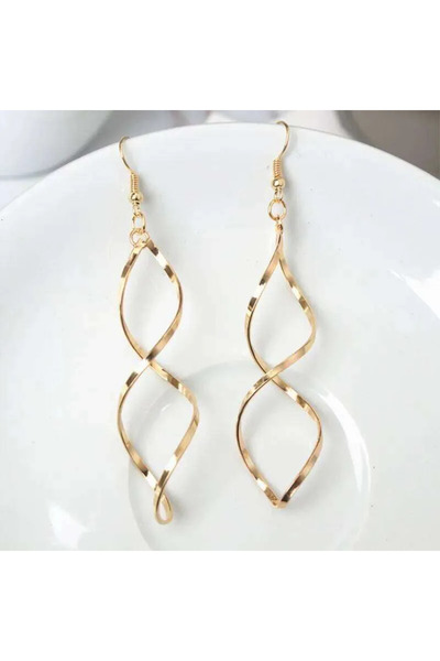 BellaVita Botuique Gold Spiral Formlu Sallantılı Küpe