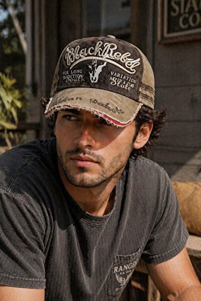 HatClub Exclusive Men's Vintage Washed Hat Black Rebel Embroidered Adjustable...