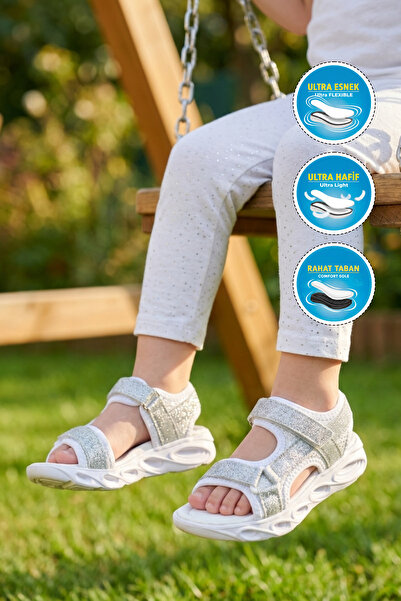 Cool Pamela P Silver Velcro Lighted Girls' Sandals