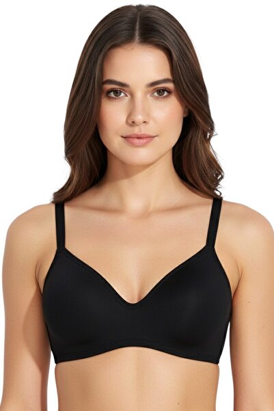 hadiora Women's Black Seamless Capless Non-Padded Basic Bra