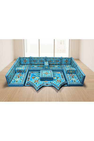 FEYZA DECOR HOME Anadolu Desen Full Set Şark Köşesi Takımı – Otantik Köşe Min...