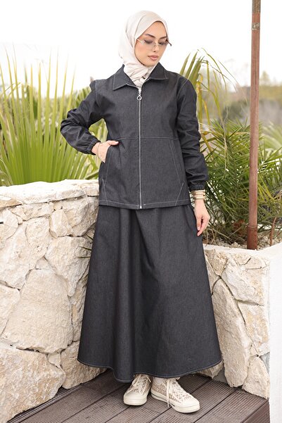 İmajButik Μαύρο Σακάκι Φούστα Κοστούμι