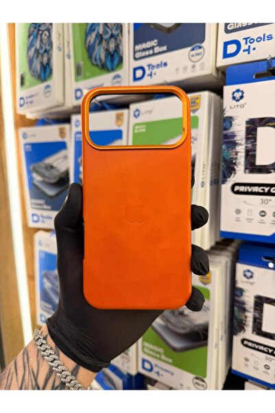 İphone 17 Pro Max Deri Logo Tasarımlı İç Kadife Model Magsafe Hızlı Şarj Destekli Premium Case