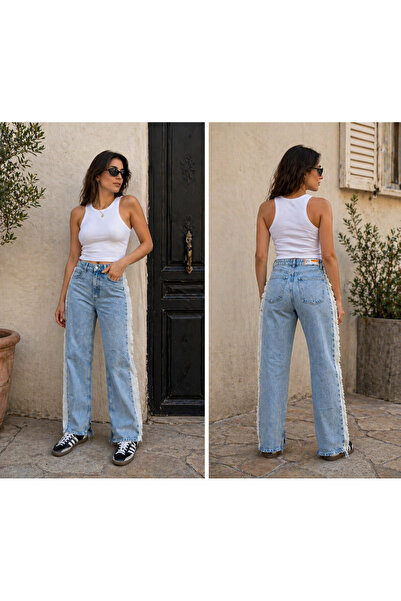 Butik Yüksel bel düz paça jean kot pantolon