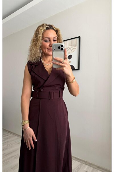 İNVİSUS Belted Slit Detailed Short Sleeve Dress