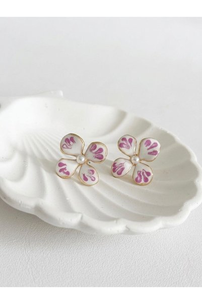 Filiya Pearl Pink Enamel Earrings