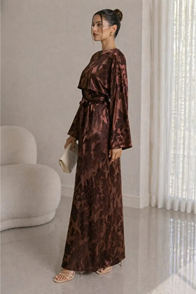 Kinzi Γυναικείο φόρεμα σε σκούρο καφέ