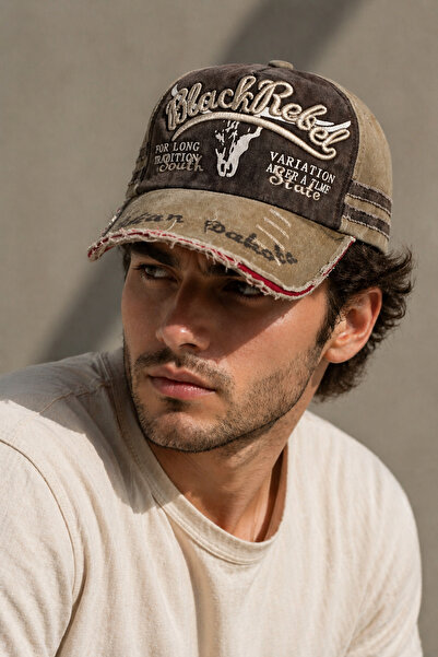 HatClub Exclusive قبعة كلاسيكية للجنسين بتصميم عتيق باللون الأسود مع تطريز مط...