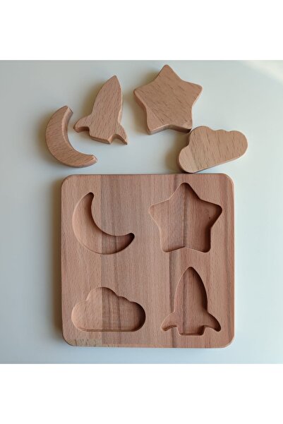 kikadu Montessori Space Adventure Wooden Shape Matching Toy