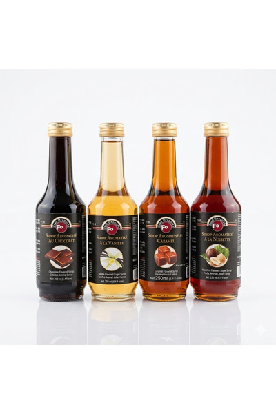 FO Şurup 4' Lü Avantajlı Paket Çikolata Vanilya Karamel Fındık Şurubu 250 Ml ...