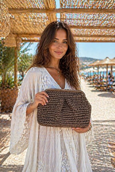 MARBERRY Μαύρη Χειροποίητη Ψάθινη Γυναικεία Τσάντα – 33x20 εκ.