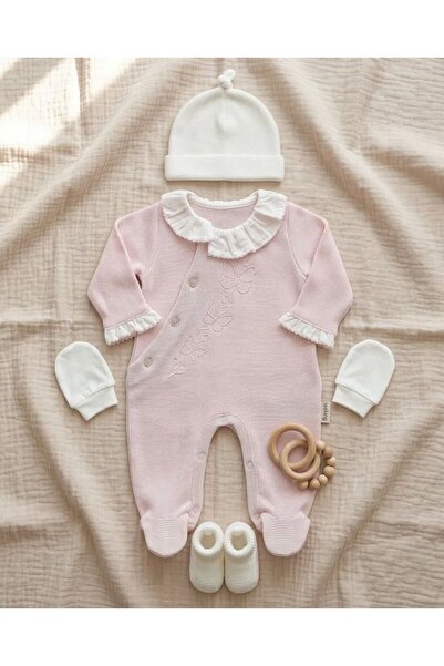 Mummys Love Baby Girl Knitted Jumpsuit&Crop Top&Hat 3-Piece Set - 100% Natura...