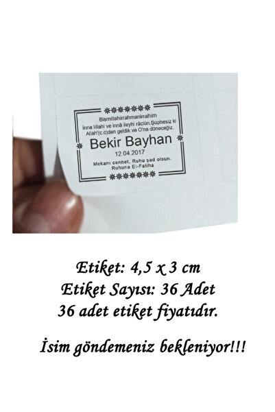 tm tasarı mağazası 36 Adet 4,5x3 Cm Kişiye Özel 7 Çiçekli Dörtgen Ruhuna El-F...