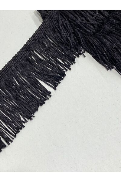 karantuhafiye Φούντα με κρόσσια μαύρη / 7 εκ. / 1 μέτρο / Με χοντρό νήμα