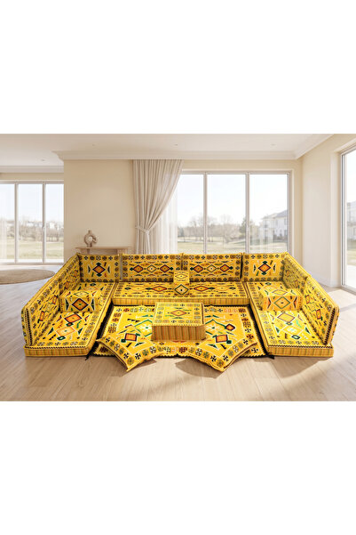 FEYZA DECOR HOME Anadolu Desen Full Set Şark Köşesi Takımı – Otantik Köşe Min...