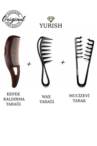 YURISH Tarak Seti Mucizevi+Kepek Kaldırma+Wax Tarağı Seti