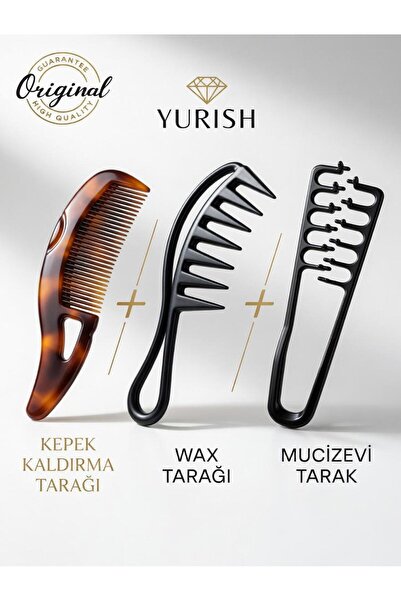 YURISH Tarak Seti Mucizevi+Kepek Kaldırma+Wax Tarağı Seti