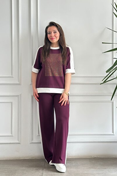 yb yağmur butik Σετ φόρμας με τετράγωνη λεπτομέρεια από πέτρα στο μπροστινό μ...