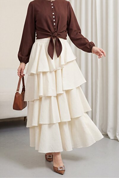 HİJABAYA Ελαστική Φούστα Cupra με Επένδυση και Λάστιχο στη Μέση