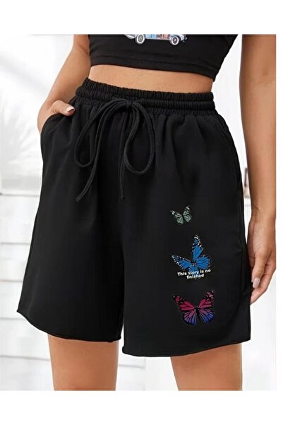 DİVİN UNISEX ΜΑΥΡΟ Σορτς με Λεπτομέρειες
