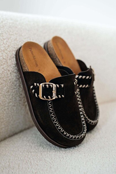 Parponi Γυναικείες παντόφλες Milly από γνήσιο δέρμα σουέτ με κλειστό μπροστιν...