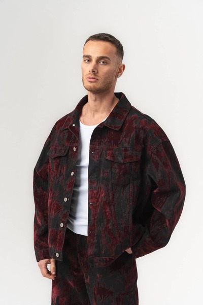 go gang own Μπουφάν με υφή από βελούδινο ύφασμα με σχέδιο Inferno