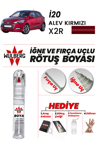 Wulberg Hyundai İ20 Alev Kırmızı X2R Rötuş Boya 25 ml İğne & Fırça Uçlu Kalıc...
