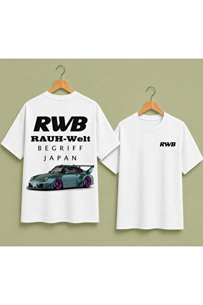 VODEXA Tricou oversize unisex cu imprimeu RWB, 100% bumbac, croială confortabilă