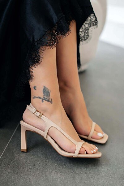 Parponi Kenty Γυναικεία Δερμάτινα Σανδάλια με Τακούνι Μπεζ