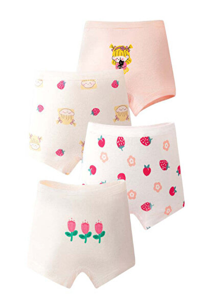 Babyqlo Girls Cotton Strawberry Floral Print Brief Pack of 4