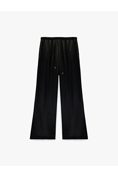 Koton Tie-Waist Straight Wide-Leg Satin Trousers