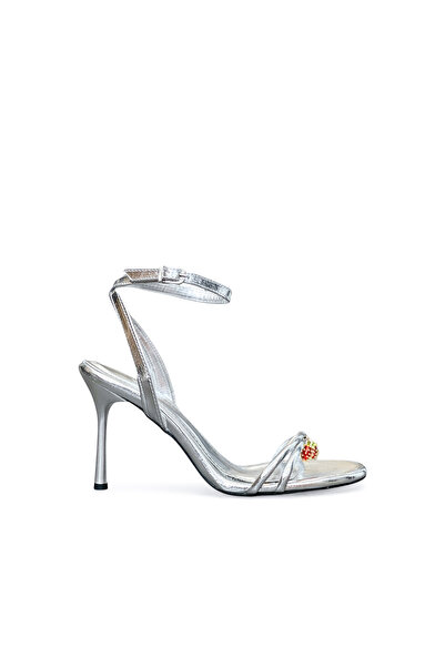 HANZE Women's Sandals High Heel Silver Banded with Accessories New Season D3740