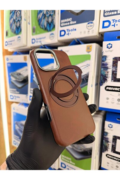 İphone 16 Pro Max Deri Ayarlanabilir Stand Özellikli Premium Case