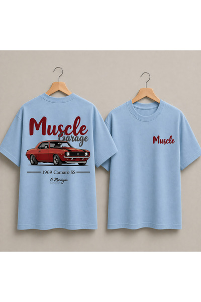 VODEXA Μπλουζάκι Unisex Oversize με στάμπα MUSCLE, 100% βαμβακερό, άνετη εφαρ...