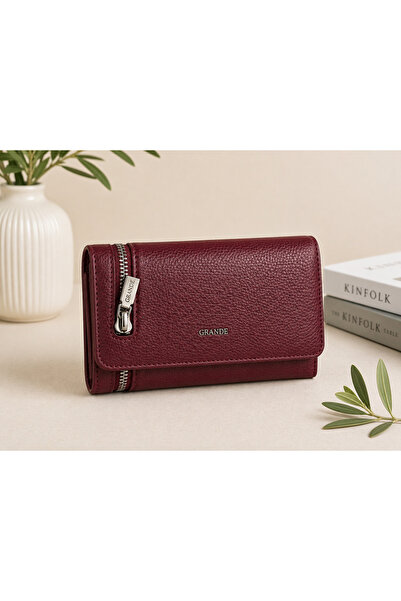 Grande Genuine Leather Women's Wallet – Zippered, Flap-Closed, Multi-Compartm...