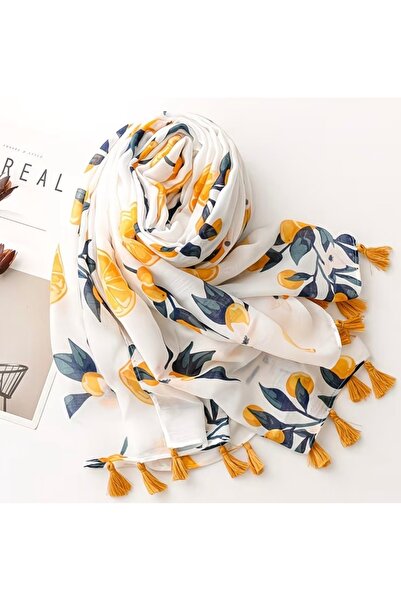 LWP Shop Șal subțire cu design britanic și imprimeu de lămâie