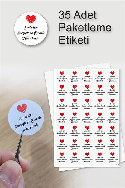 Tieni 35 Adet Senin İçin Sevgiyle ve Özenle Hazırlandı Paketleme Etiketi | Te...