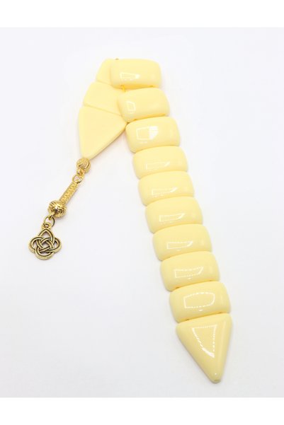 Midyat Nurtaş Gümüş Beige Color Love Knot Tasseled Powder Amber Fish Prayer Beads 201025465