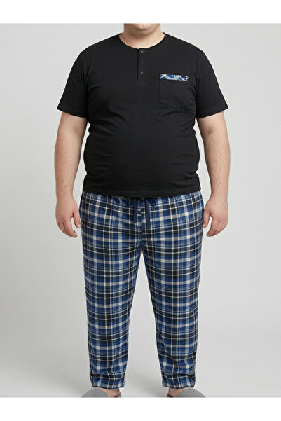 balkonda Ανδρικό Σετ Πιτζάμες Μεγάλου Μεγέθους, Ελαστικό, Άνετο, με Μακρύ Πάτ...