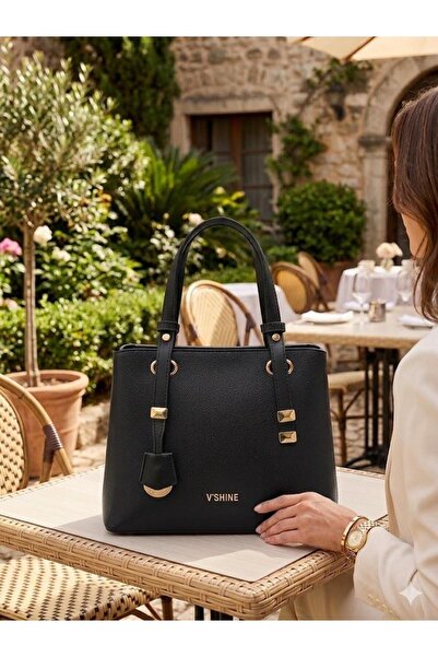 VİCTORİA SHİNE حقيبة يد وكتف متوسطة الحجم بتفاصيل مفصلة 3059