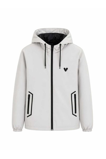 GİYİYORUM Men's Stone Seasonal Jacket with Lining and Hood, Comfortable Fit, Water and Wind Resistant